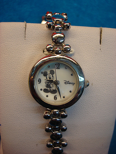Disney Mickey Mouse Watch for Women - MOP Dial, Silver Bracelet, Quartz Movement