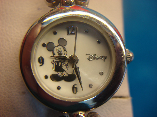 Disney Mickey Mouse Watch for Women - MOP Dial, Silver Bracelet, Quartz Movement