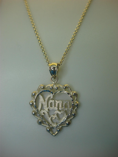 Sterling Silver Nana Heart Pendant Necklace - 18 Inch Chain (Pre-Owned, Excellent Condition)