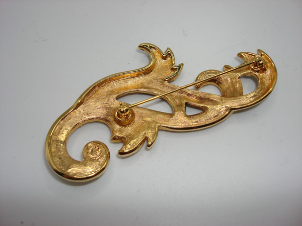 Vintage Swarovski Black Enamel & Crystal Brooch - Estate Find | Signed Swan