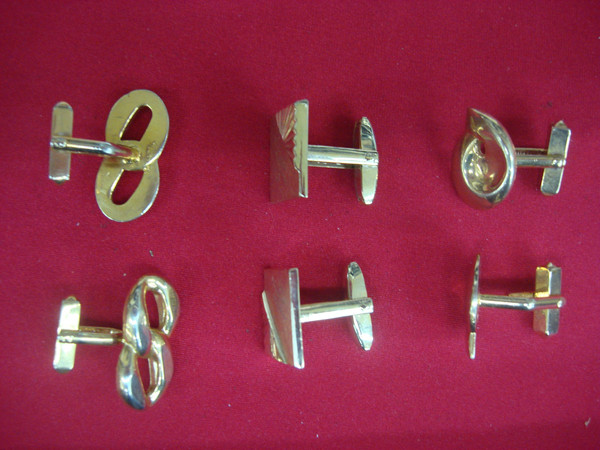 Vintage Gold Tone Cufflinks - 3 Unique Pairs Set - Classic Style