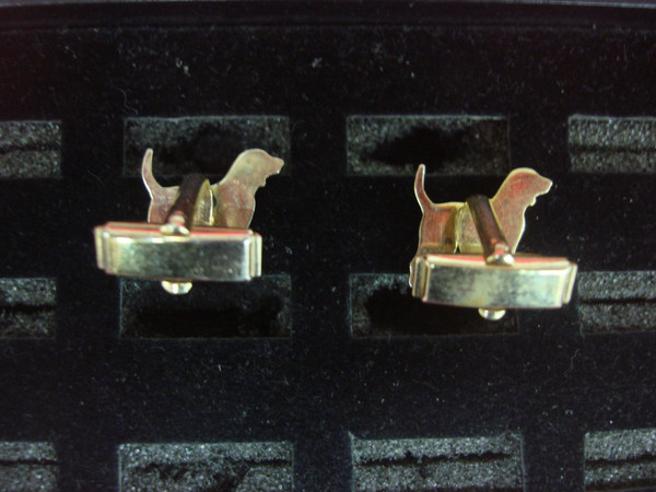 Vintage Gold Tone Dog Cufflinks - Unique & Classic Mens Accessory