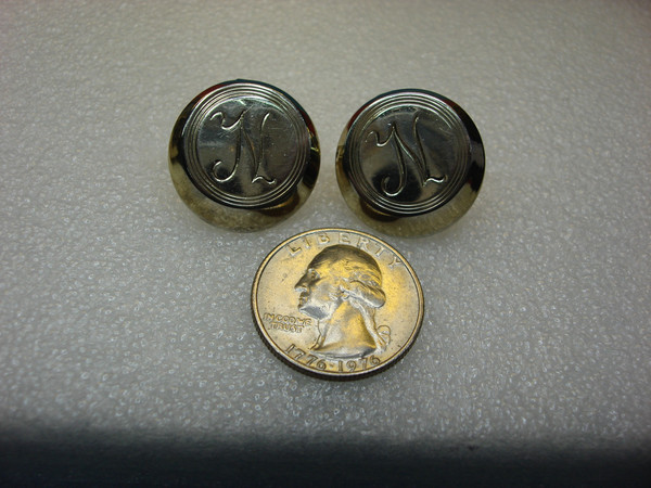 Vintage Cora Gold Tone Cufflinks with Fancy'N' Initial - #402