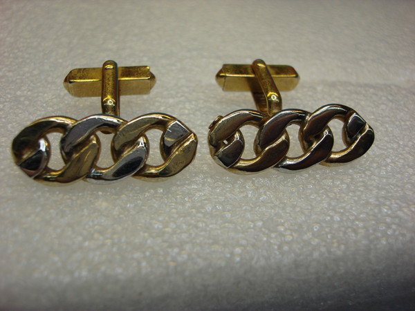 Vintage Gold & Silver Tone Anchor Chain Cufflinks #405 -  Elegant Timeless Style