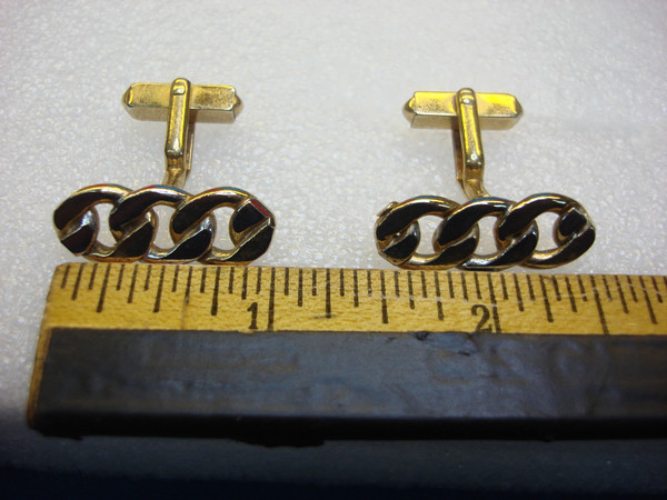 Vintage Gold & Silver Tone Anchor Chain Cufflinks #405 -  Elegant Timeless Style
