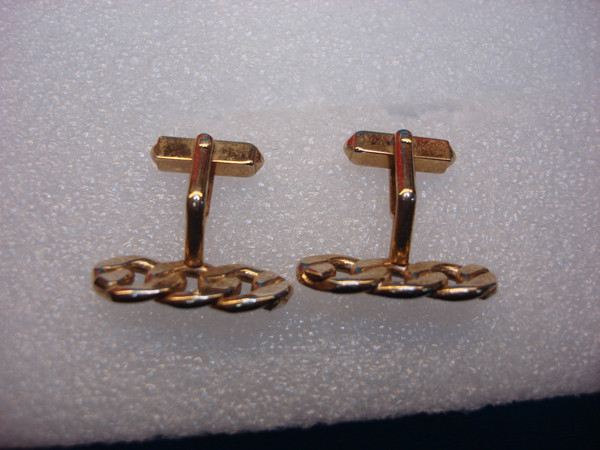 Vintage Gold & Silver Tone Anchor Chain Cufflinks #405 -  Elegant Timeless Style
