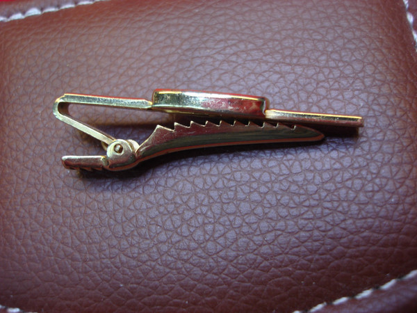 Vintage Gold-Tone Knights of Columbus Tie Clip with MOP Inlay - Excellent Condition #424