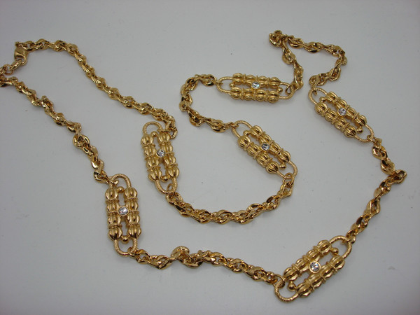 Vintage Camrose & Kross JBK Paperclip Rhinestone Necklace | Estate Find | Gold-Tone Chain