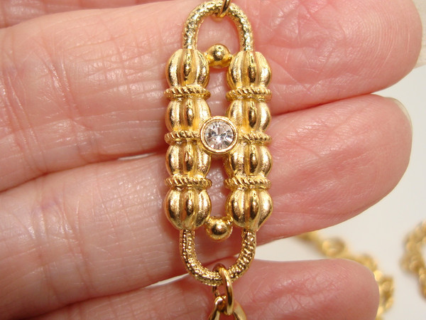 Vintage Camrose & Kross JBK Paperclip Rhinestone Necklace | Estate Find | Gold-Tone Chain