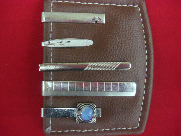 Vintage Silver Tone Tie Clips (5-Piece Lot) - Unique & Classic Designs