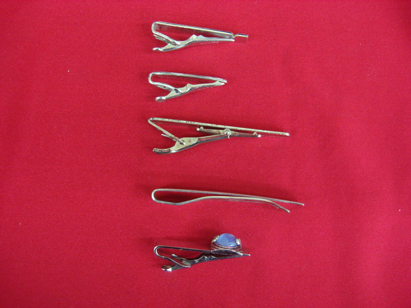 Vintage Silver Tone Tie Clips (5-Piece Lot) - Unique & Classic Designs