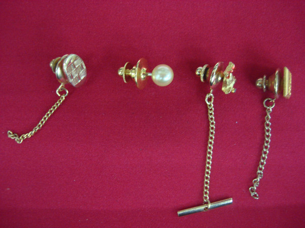 Vintage Gold Tone Tie Tack Lot of 4 - Unique Lapel Pins
