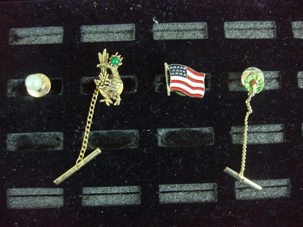 Vintage Gold-Tone Tie Tack Set of 4 - Unique Lapel Pin Collection #434