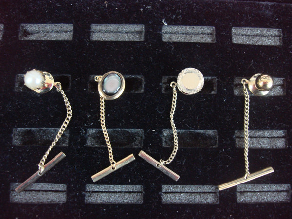 Vintage Gold Tone Tie Tack Lot of 4 - Unique Lapel Pin Set #435