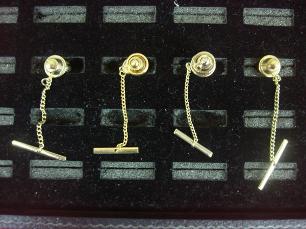 Vintage Gold Tone Tie Tack Lot of 4 - Unique Lapel Pin Set #435