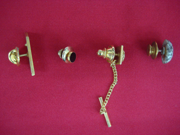 Vintage Gold-Tone Tie Tack Lot of 4 - Unique & Unusual Lapel Pins #436
