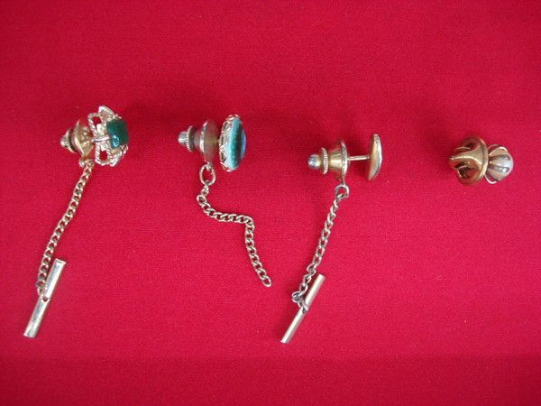 Vintage Gold Tone Tie Tack Lot of 4 - Unique & Unusual Lapel Pins