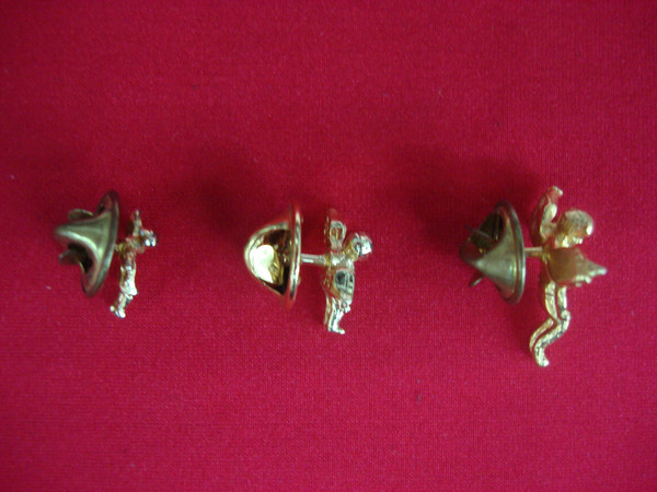 Vintage Cherub Tie Tack Set (3-Piece Lot) - Gold Tone Lapel Pins #439