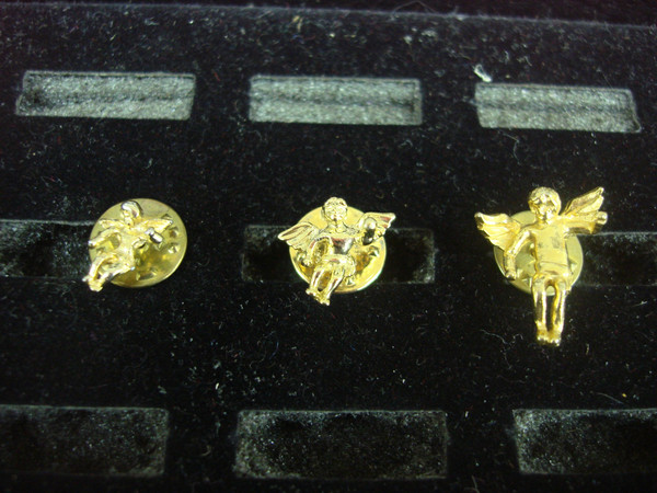 Vintage Cherub Tie Tack Set (3-Piece Lot) - Gold Tone Lapel Pins #439