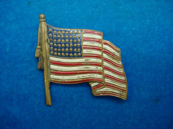 Vintage 48 Star US Flag Pin - 1941-1945 Brass Collectible