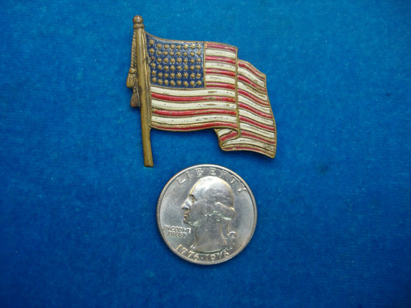 Vintage 48 Star US Flag Pin - 1941-1945 Brass Collectible