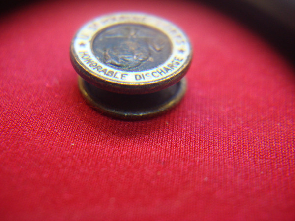 Vintage U.S. Marines Honorable Discharge Pin - Buttonhole Style, Copper/Brass Enamel