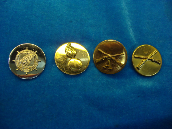 Vintage US Army Collar Pin Set of 4 - Infantry, Ordnance Corps & More