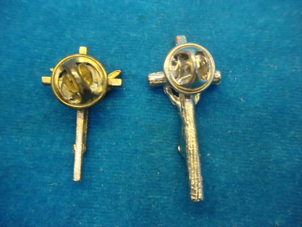 Vintage Gold & Silver Tone Crucifix Lapel Pins - Unique Pair, Excellent Condition