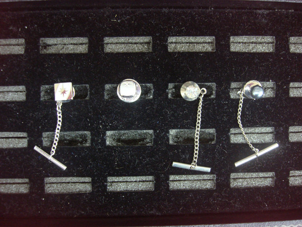 Vintage Silver Tone Tie Tack Set (4 Pieces) - Unique & Unusual Lapel Pins