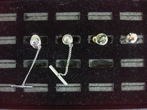 Vintage Silver-Tone Tie Tack Set of 4 - Unique & Unusual Lapel Pins