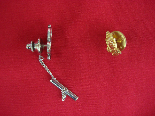 Vintage Praying Hands Tie Tack Set (Silver & Gold Tone) - Lapel Pin Lot of 2