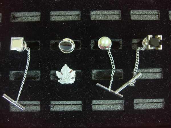 Vintage Silver Tone Tie Tack & Lapel Pin Lot of 5 (Unique, Unusual Pieces) #447