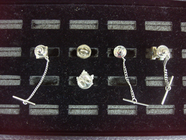 Vintage Silver Tone Tie Tack & Lapel Pin Lot of 5 (Unique, Unusual Pieces) #447