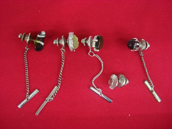 Vintage Silver Tone Tie Tack Lot of 5 - Unique & Unusual Lapel Pins