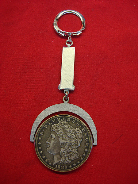 Vintage 1886-O Morgan Silver Dollar Anson Keychain - Excellent Condition