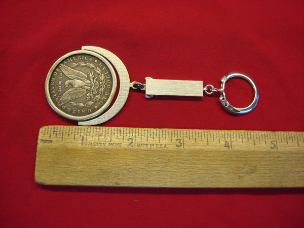 Vintage 1886-O Morgan Silver Dollar Anson Keychain - Excellent Condition