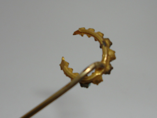 Antique Edwardian Turquoise Glass & Foiled Brilliant Stick Pin - Estate Find