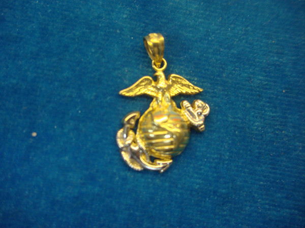 Authentic USMC 14K Gold Anchor Pendant - Petite & Detailed (Yellow/White)