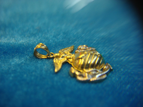 Authentic USMC 14K Gold Anchor Pendant - Petite & Detailed (Yellow/White)