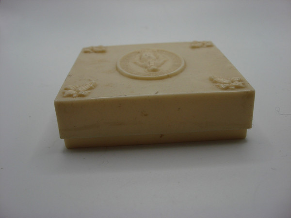 Antique Bakelite Lourdes Holy Water Container, Made in France - Original Lambskin Pouch & Certificate