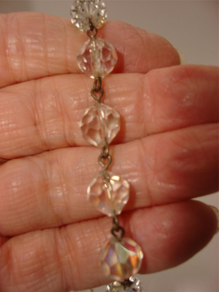 Vintage Faceted Crystal Bracelet & Dangle Earrings Set - Silver, 8 Inch