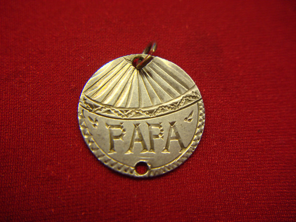 Antique Silver Dime Bracelet - Personalized 'PAPA' & 1890 Love Token Charm