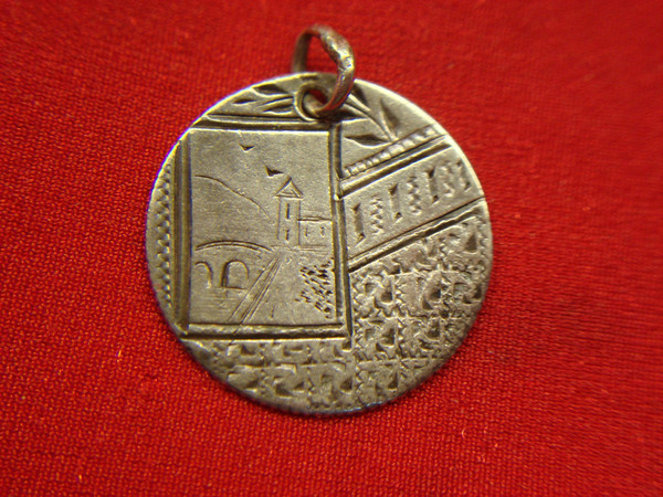 Vintage Silver Dime Bracelet: Castle View & Monogram Love Token