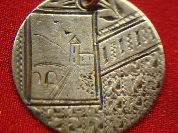 Vintage Silver Dime Bracelet: Castle View & Monogram Love Token