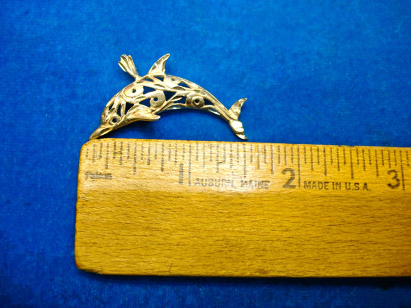 Sterling Silver Dolphin Pendant with Diamond Cut Accents - 1.5 Inch, Pre-Owned Excellent Condition