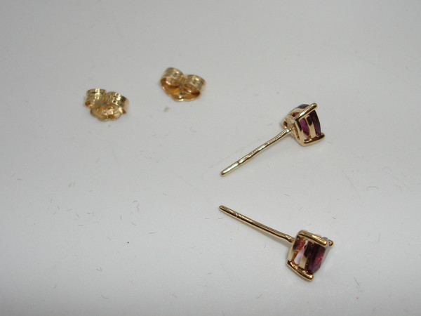 14K Gold Trillion Cut Amethyst Stud Earrings (1/2 CTW) - Pre-Owned