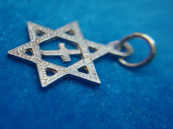 Sterling Silver Star of David Pendant with Cross, Petite & Unique Design