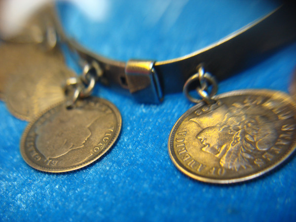 Victorian Silver Love Token Bracelet - 13 Antique Coins, USA & Canada (c. 1800s)