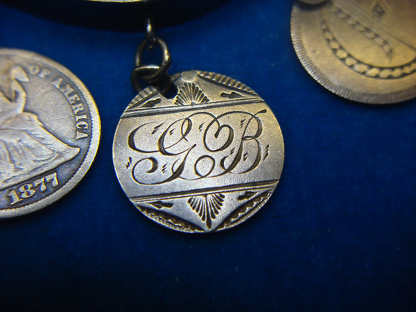 Victorian Silver Love Token Bracelet - 13 Antique Coins, USA & Canada (c. 1800s)