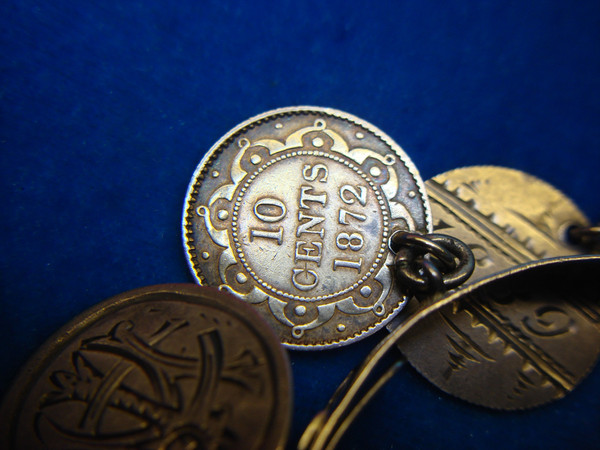 Victorian Silver Love Token Bracelet - 13 Antique Coins, USA & Canada (c. 1800s)